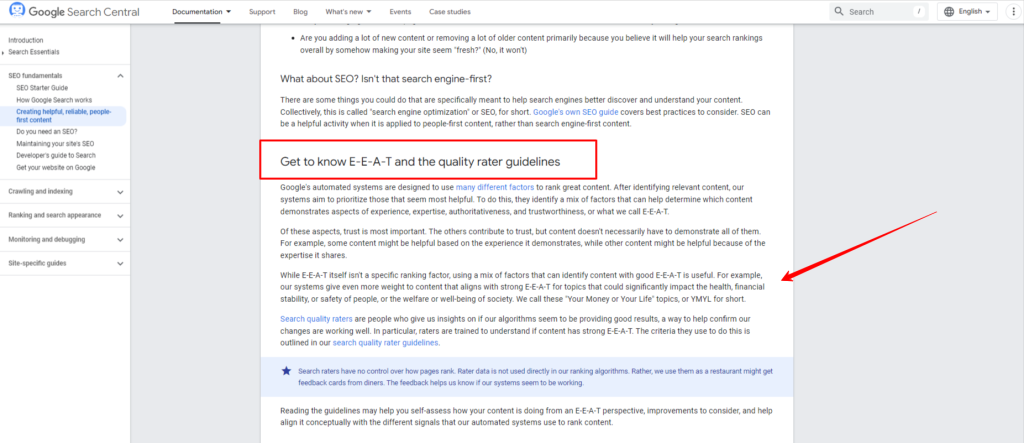 Google EAT guidelines
