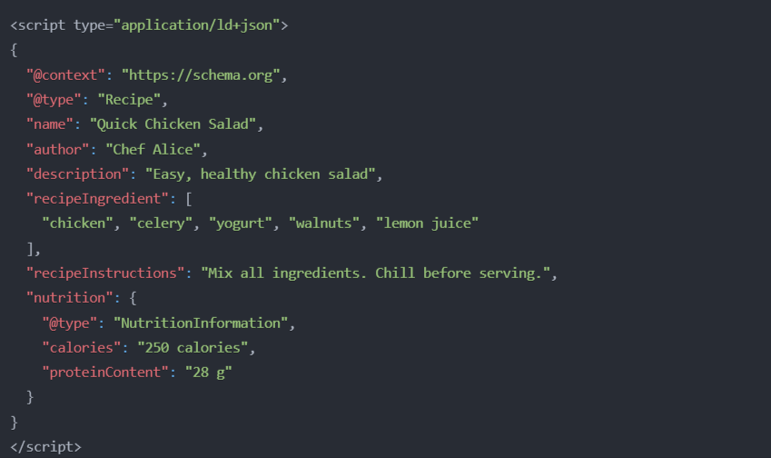 recipe schema JSON