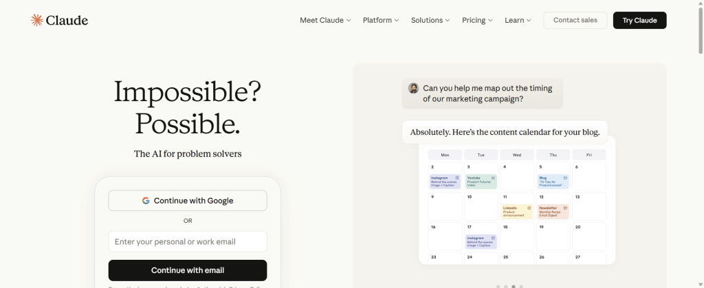 New Claude AI Homepage