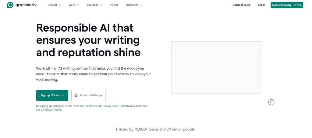 Grammarly Homepage