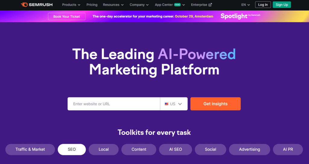 SEMrush Homepage