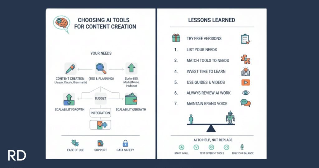 Infographic illustrating how to choose the right AI tools.