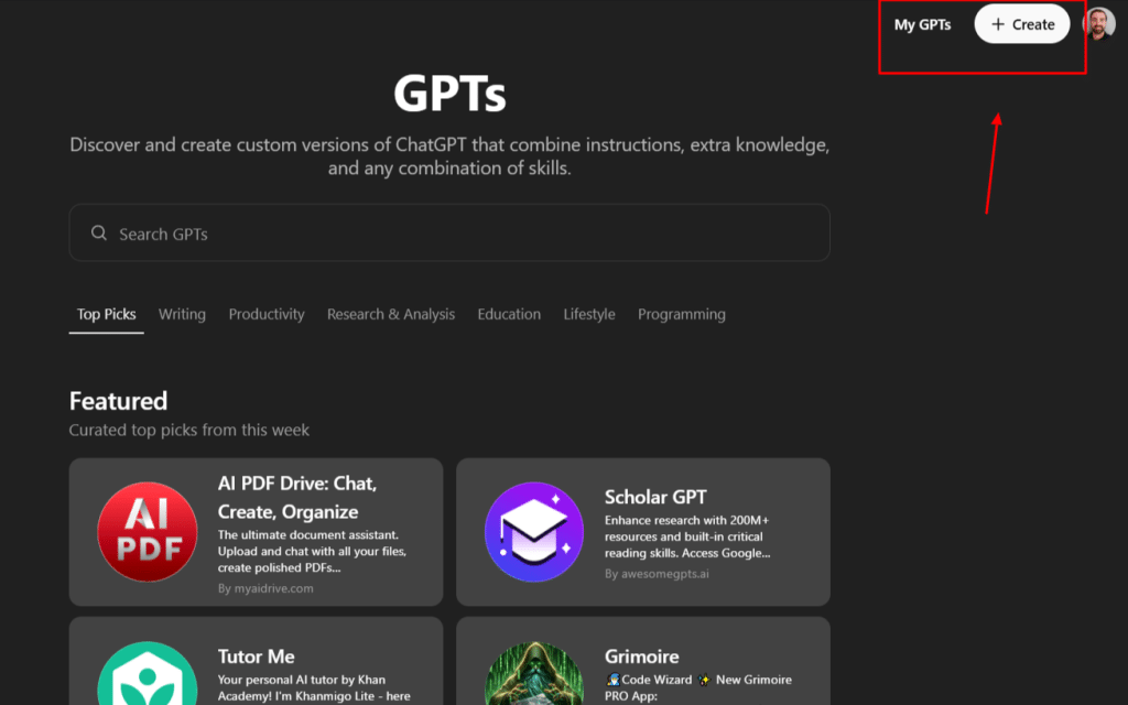 ChatGPT GPT creation